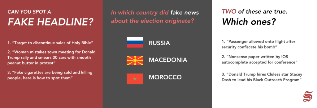 Fake news activity poster designed by Andrei Kozyrev and Sophia Deng